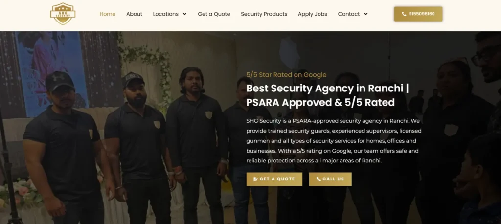 SHG Security | Best security guard company in Ranchi